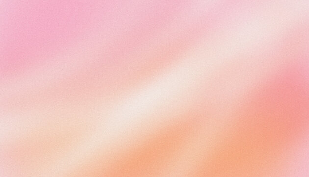 Abstract gradient background panoramic style with soft glowing powdery pink, tender coral, golden peach and pearlescent white color blend and grainy texture