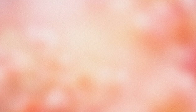 Abstract gradient background panoramic style with soft glowing powdery pink, light apricot, tender coral and pearlescent white color blend and grainy texture