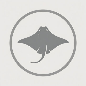 Manta ray ocean creature icon in a simple gray circle
