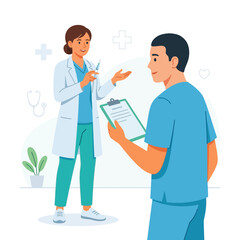 Obraz premium Healthcare Professionals Discussing Patient Care and Treatment Plans