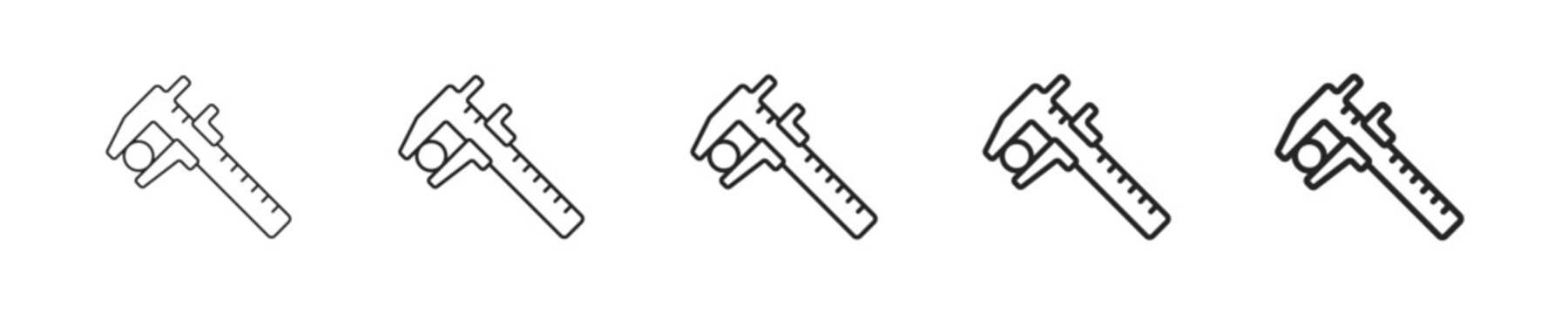 Caliper vector icon in minimalist line style. Clean editable stroke illustration with geometric design and monochrome appearance, isolated on white background