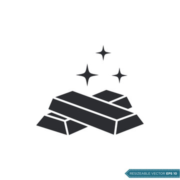 Gold Bar Icon Vector Template Flat Illustration Design