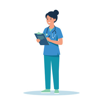 Healthcare Professional Holding Medical Chart Ready For Patient Care