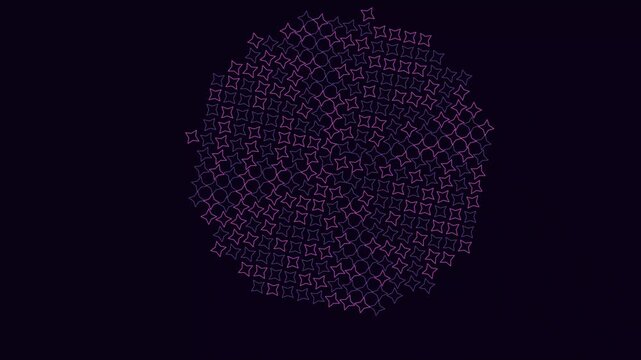Abstract Islamic Geometric Purple Neon Circular Pattern Morphing On Black Background Seamless Loop Animation