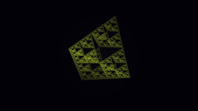 Abstract Green Sierpinski Triangle Fractal Rotating On Black Background Mathematical Geometry Animation Loop
