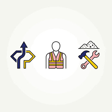 Flat Vector Construction and Engineering Icon Set for Industry Projects