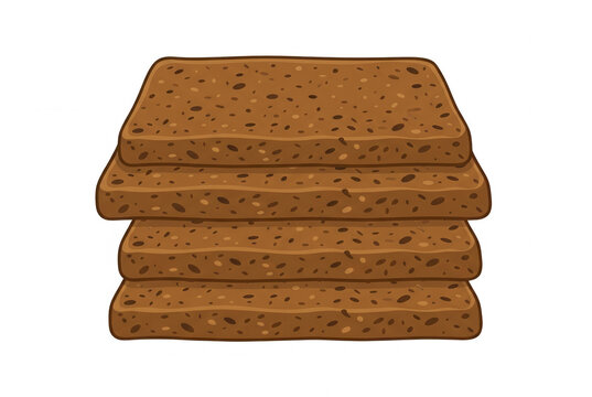 Illustration vectorielle d'une pile de quatre tranches de pain complet brun avec des c&eacute;r&eacute;ales, isol&eacute;e sur un fond blanc, parfaite pour des designs culinaires ou des menus de boulangerie.