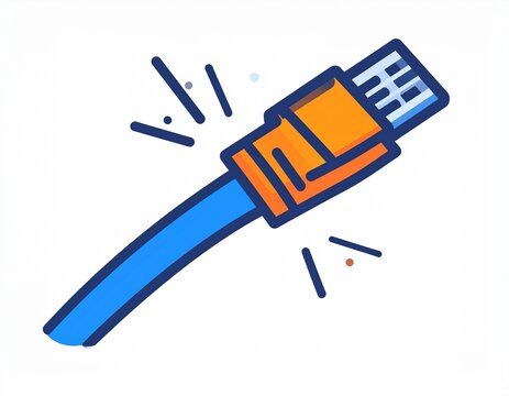 Network connection error flat icon, broken blue cable and plug vector illustration