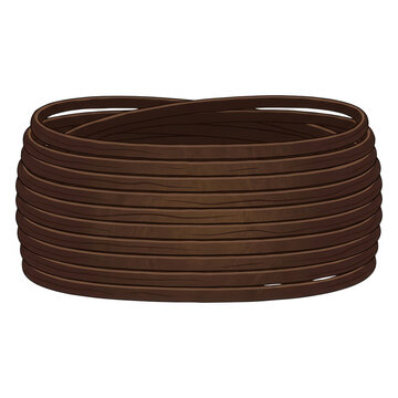 Une bobine de ruban en cuir marron enroul&eacute;e en cercle isol&eacute;e sur fond blanc, parfaite pour les projets d'artisanat, la maroquinerie, la couture et les accessoires de mode faits main.