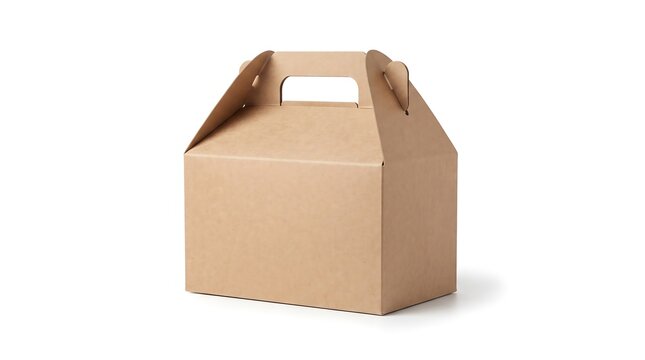 Kraft paper gable box packaging mockup stock photo