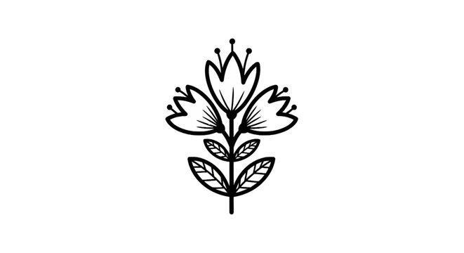 Black and white flower illustration.
