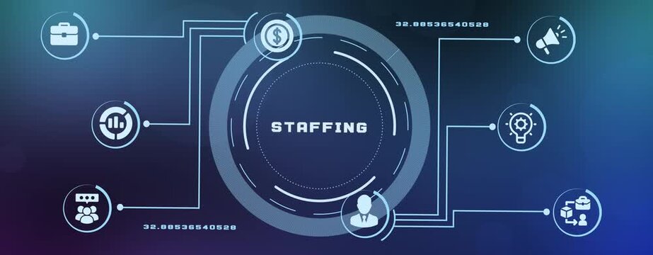 Staffing and employee recruitment concept with workforce planning, hiring and talent management icons.