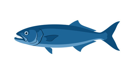 Fototapeta premium Isolated Blue Fish Illustration with Sharp Teeth
