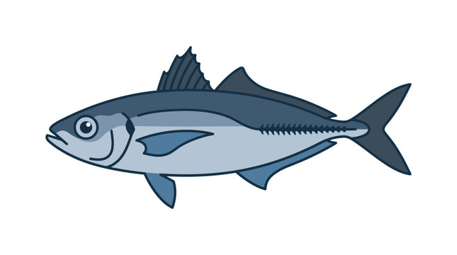 Minimalist vector illustration of a blue tuna fish