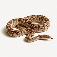 Obraz premium Single rat snake rests stretched out on white background.