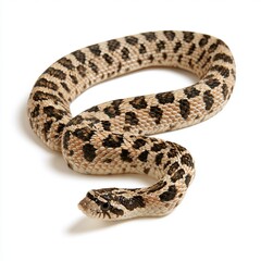 Obraz premium Western Hognose snake crawls across white background.