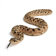Obraz premium Western Hognose snake crawls across white background.