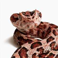 Obraz premium Indonesian viper snake shows close features against white background.