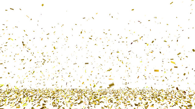 Celebration party confetti falling on ground floor against black background. multicolored confetti rain on alpha Chanel PNG.