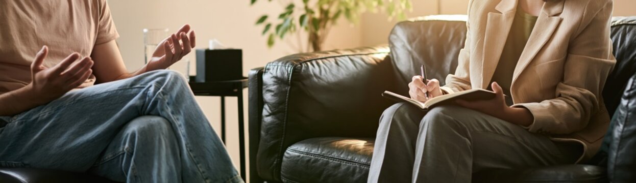 Therapy and counseling session with a professional psychologist for mental health