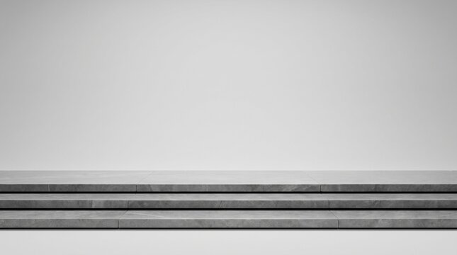 Architectural concrete slab steps podium display on minimal studio background for product presentation