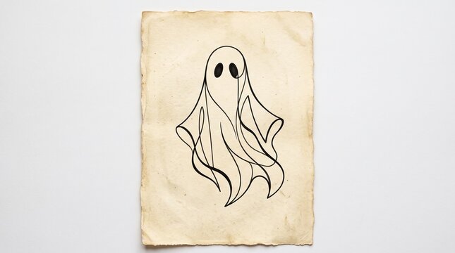 Vintage Style Ghost Illustration on Aged Paper