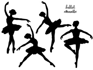 Silhouette of Ballet Dancers in Various Elegant Poses © rahayu