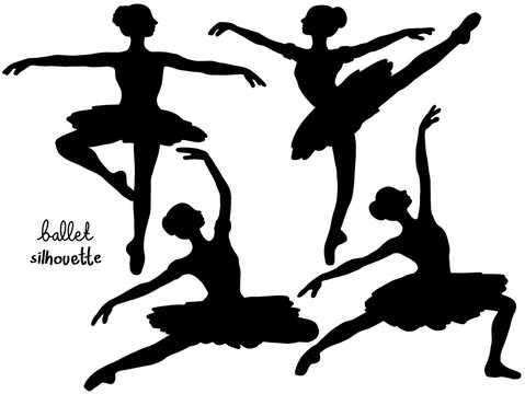 Elegant ballet dancer silhouettes in various graceful poses