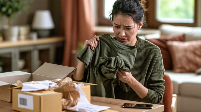 Frustrated Woman with Delivery Box