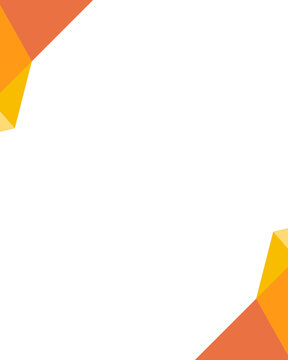 Minimalist white background frame with geometric low poly orange and yellow corner accents