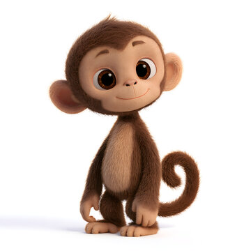 Cute 3D Monkey character of Chinese Zodiac on white background