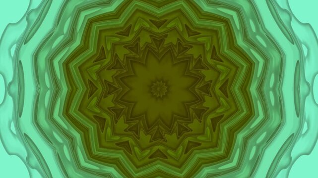 A mesmerizing abstract video sequence featuring intricate geometric patterns that continuously evolve into complex designs resembling flowers or starbursts