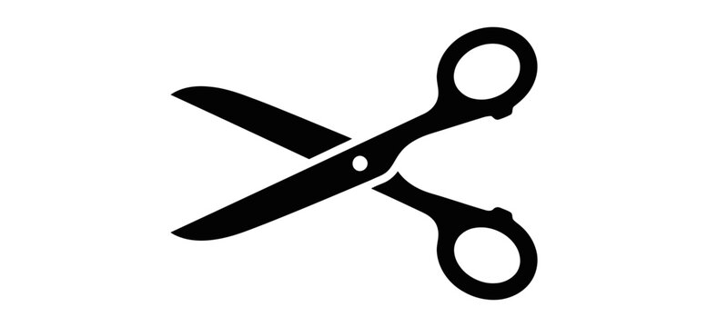 An old fashioned black scissor illustration presented on a simple and spotless white backdrop