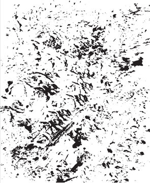Black and white abstract grunge texture with scattered distressed patches, scratches and irregular worn marks, vector illustration