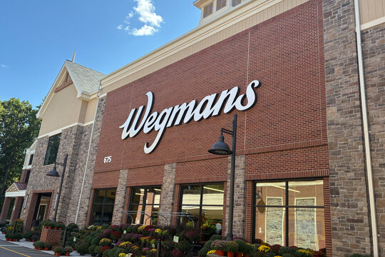 The exterior and entrance of a Wegmans Foods Market super market grocery store in Norwalk, Connecticut on September 7, 2026.