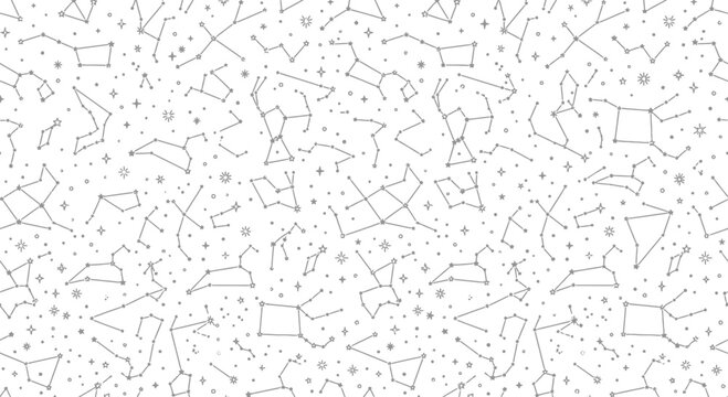 Hand-drawn constellation pattern on white
