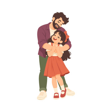 Father and daughter walking together outdoors for a relaxed family lifestyle illustration