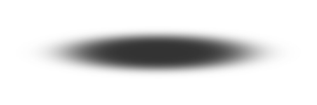 Realistic black oval drop shadow effect with smooth gradient blurred edges isolated on a clean white background.