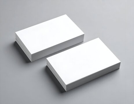 Two stacks of clean, white paper rectangles on a gray background, angled perspective