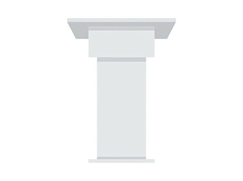 Un podio moderno di colore grigio chiaro isolato su sfondo bianco, ideale per presentazioni aziendali, conferenze, eventi pubblici o come elemento di design minimalista per esposizioni di prodotti.