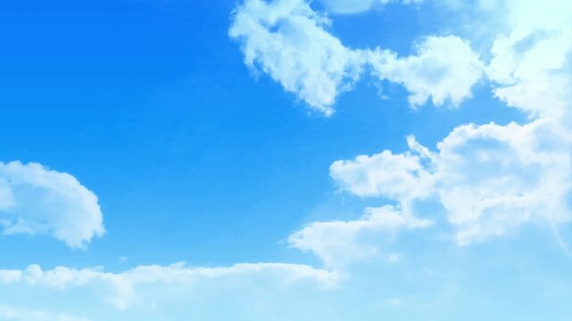 Bright Blue Sky With Fluffy Clouds 4K