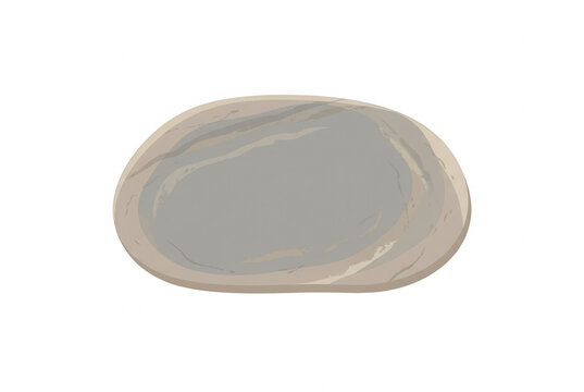 Un sasso di fiume levigato e arrotondato di colore grigio chiaro, isolato su sfondo bianco, rappresentato con uno stile grafico vettoriale semplice e pulito, ideale per design minimalista o