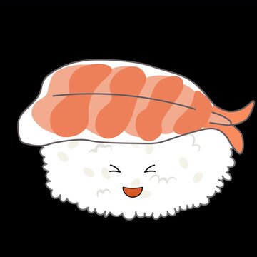 かわいい海老寿司のアニメーション動画素材(透過・アルファチャンネル付き)