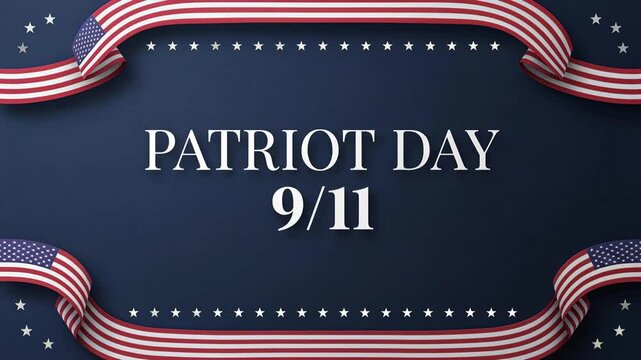 Patriot Day September 11 Memorial Typography Banner with American Flag
