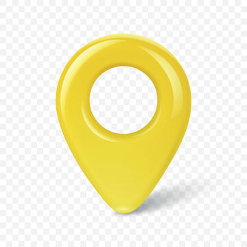 Location Pin, Vector Illustration. Yellow Map Pin, GPS Pin, Navigation Marker, Pointer Icon Isolated for Map, Travel, Route, Destination, Tracking, Address, Geotag, App Interface and Location Design