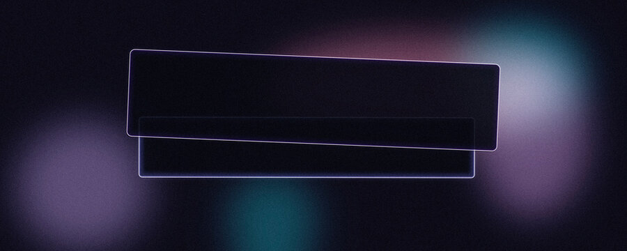 Two stacked neon-outlined panels glow in cool violet-blue tones on a dark moody background, perfect for app splash screens, tech campaigns, and demos.