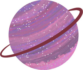 Colorful Purple Ringed Planet Space Illustration © Moti