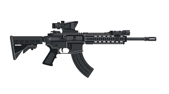Black modern assault rifle with scope