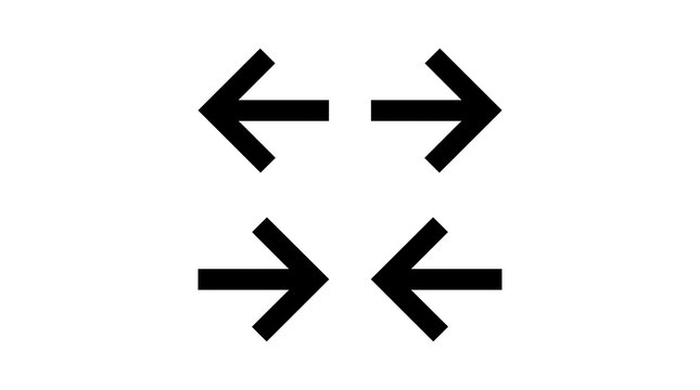 Black double arrow icon set pointing opposite directions
