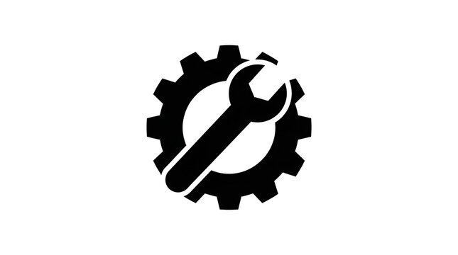 Simple gear and wrench icon set